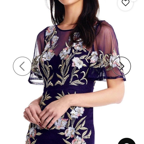 Aidan Mattox floral beaded short sleeves long gown - Picture 4 of 9